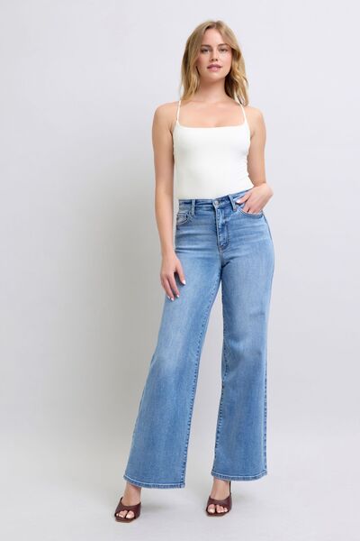 Judy Blue Full Size Wide Leg Jeans with Pockets Jeans