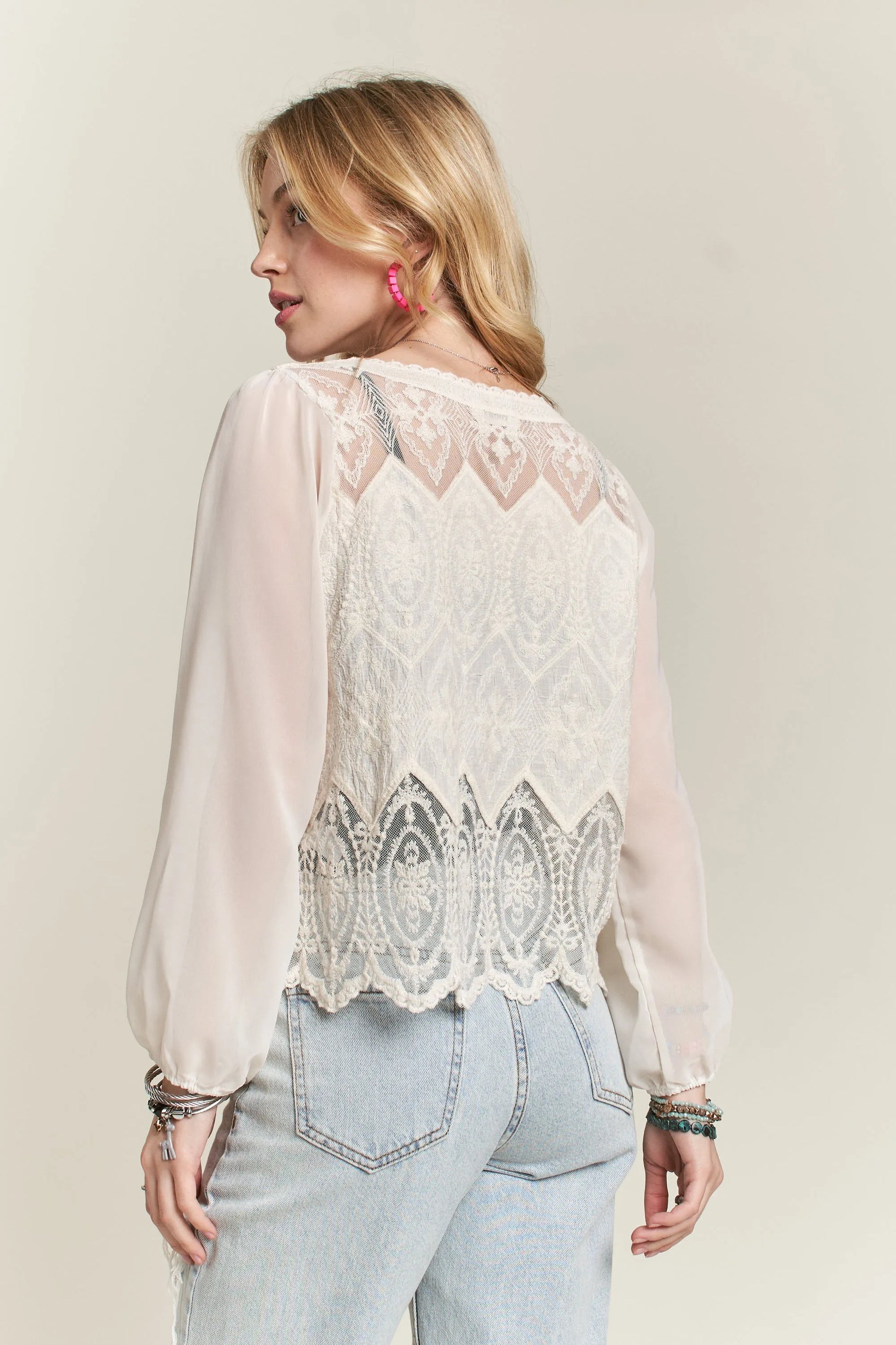 ADORA Button Down Embroidered Blouse Blouses