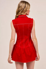 SO ME Button Down Sleeveless Collared Game Day Mini Dress | Mini Dresses Daverri Fashions