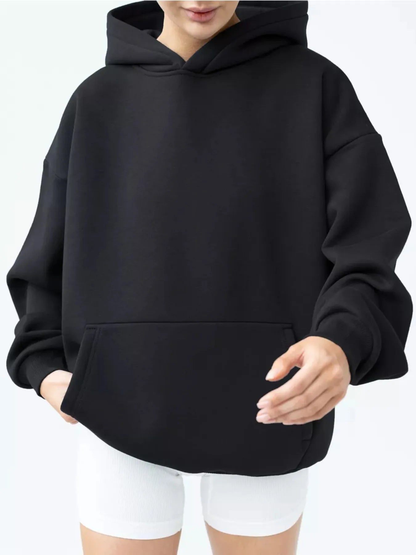 Kangaroo Pocket Long Sleeve Hoodie | Hoodies Daverri Fashions
