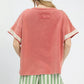 Umgee French Terry Top with flower patch in soft rose color