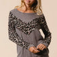 BiBi Sweater Knit Top With Leopard V Shape Block - DAVERRI FASHIONS