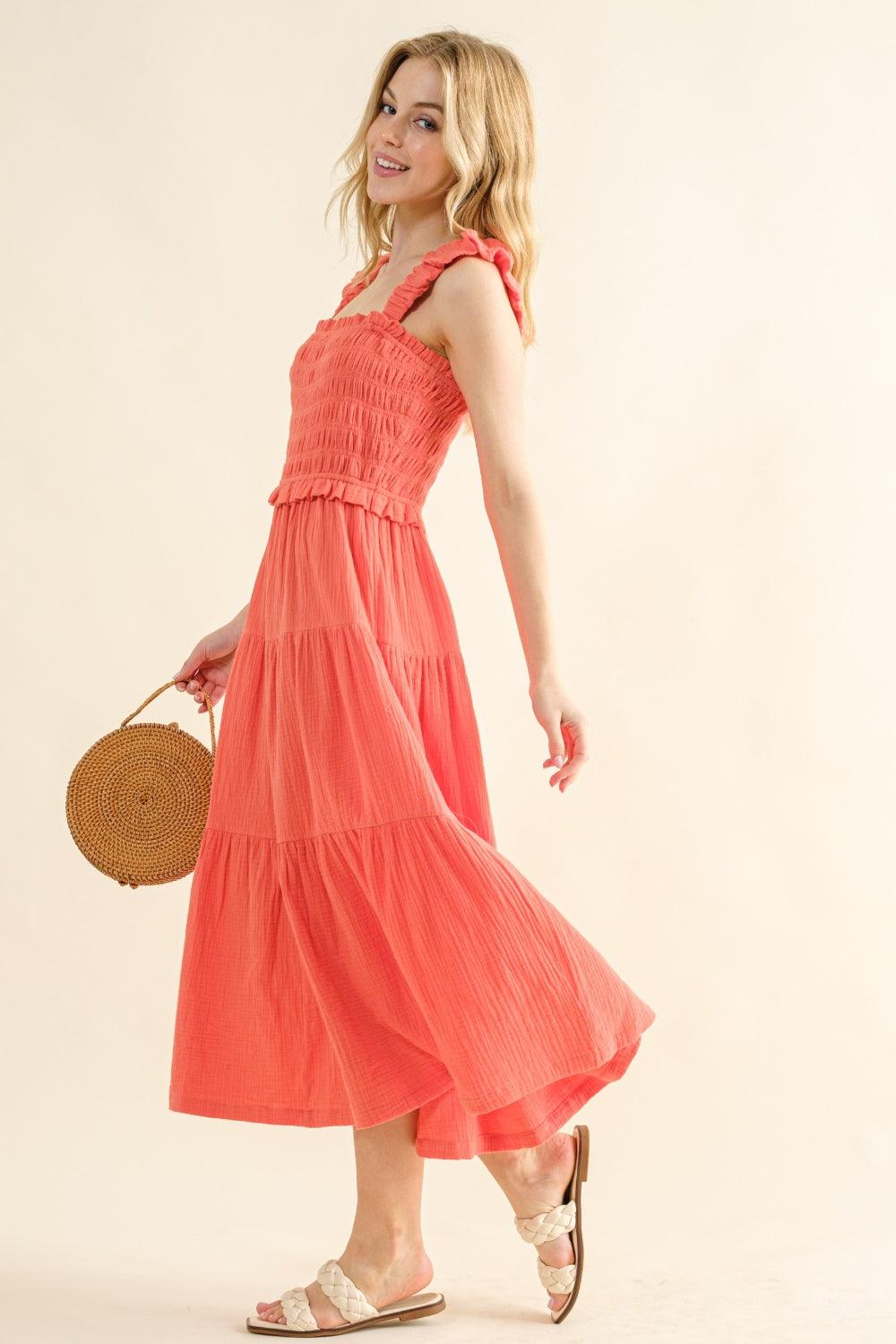 And The Why Smocked Ruffled Tiered Dress | Daverri Fashions