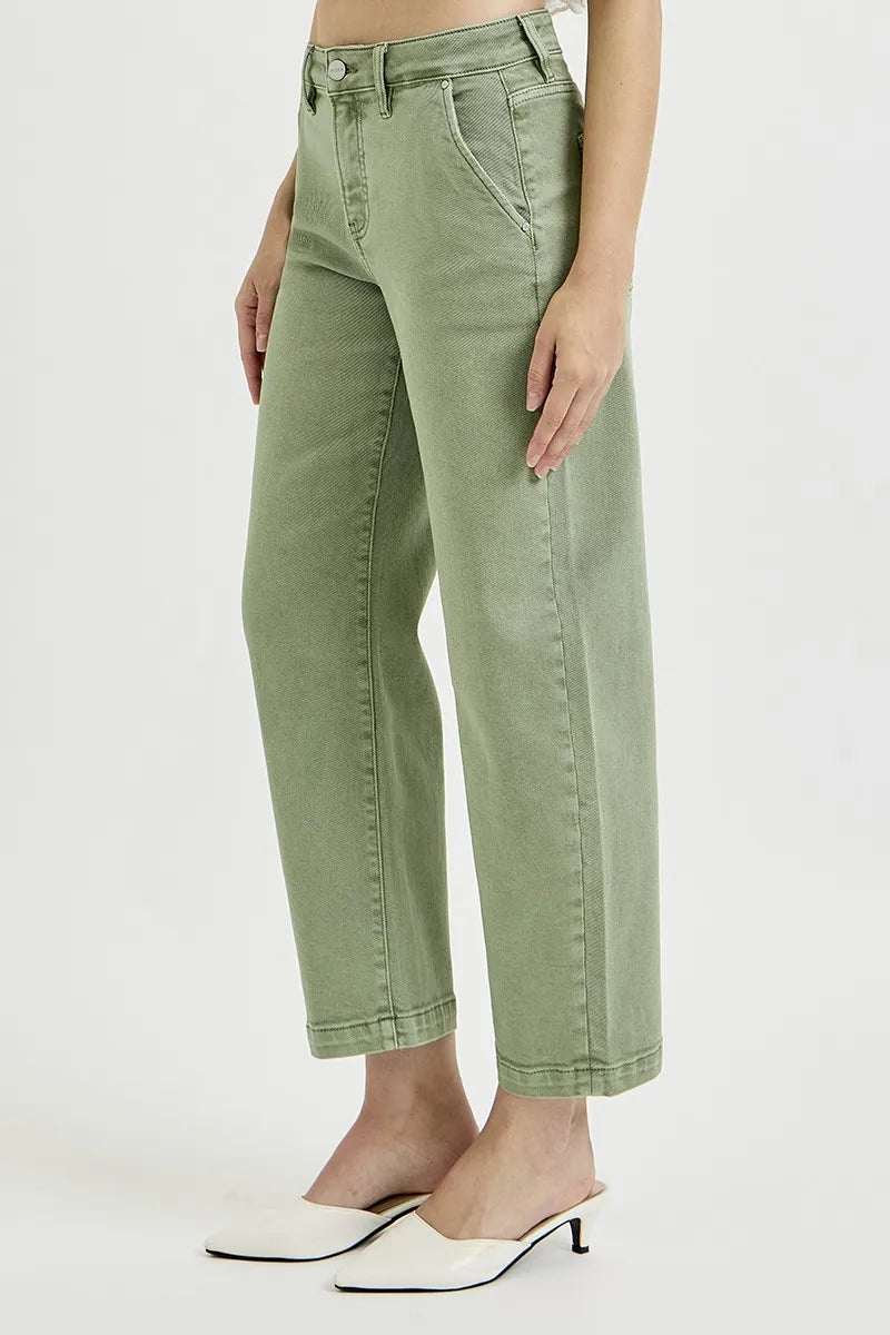 RISEN Full Size Tummy Control High Rise Crop Barrel Jeans Plus Size | Daverri Fashions