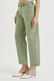 RISEN Full Size Tummy Control High Rise Crop Barrel Jeans Plus Size | Daverri Fashions