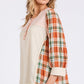 SAGE + FIG Exposed Seam Button Detail Plaid Top Tops