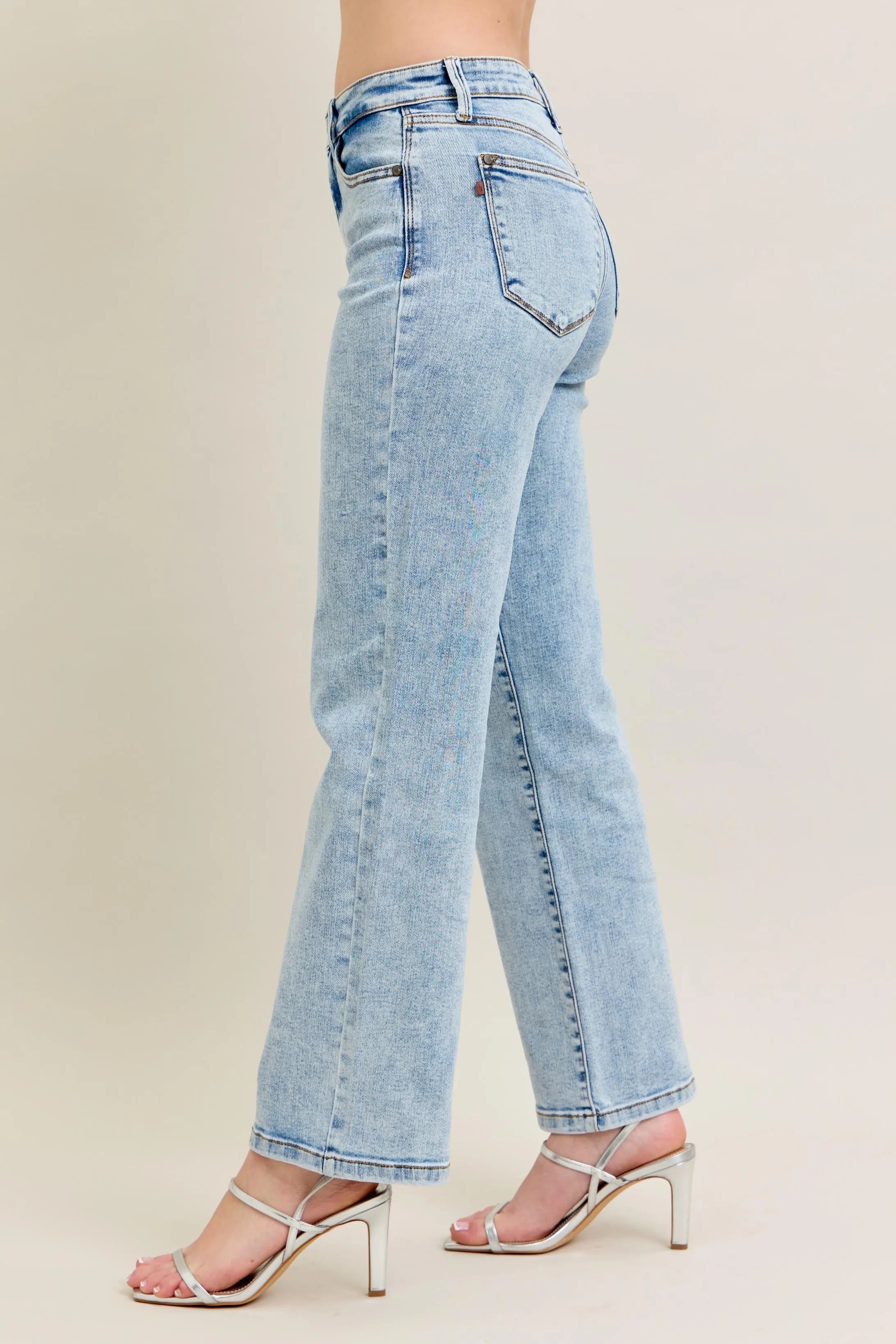 Judy Blue Full Size High Waist Stone Wash Straight Jeans Plus Size | Jeans Daverri Fashions