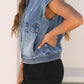 Button Up Cap Sleeve Denim Jacket - DAVERRI FASHIONS