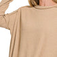Zenana Ribbed Drop Shoulder Round Neck Sweater - DAVERRI FASHIONS