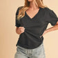 Aemi+Co V-Neck Short Sleeve T-Shirt - DAVERRI FASHIONS