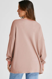 Waffle-Knit Long Sleeve Sweatshirt | Sweatshirts Daverri Fashions