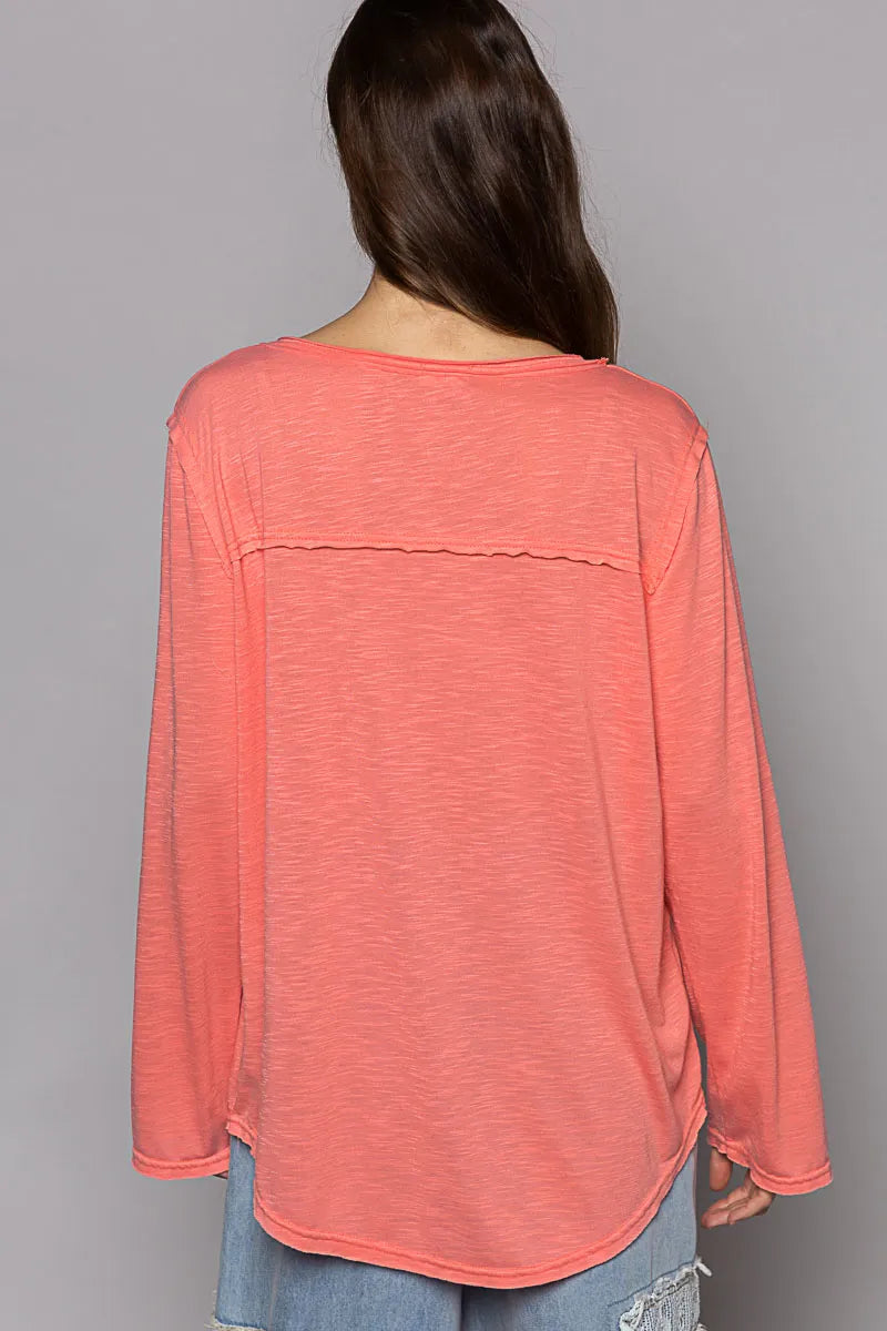 POL Chest Pocket Long Sleeve T-Shirt T-Shirts