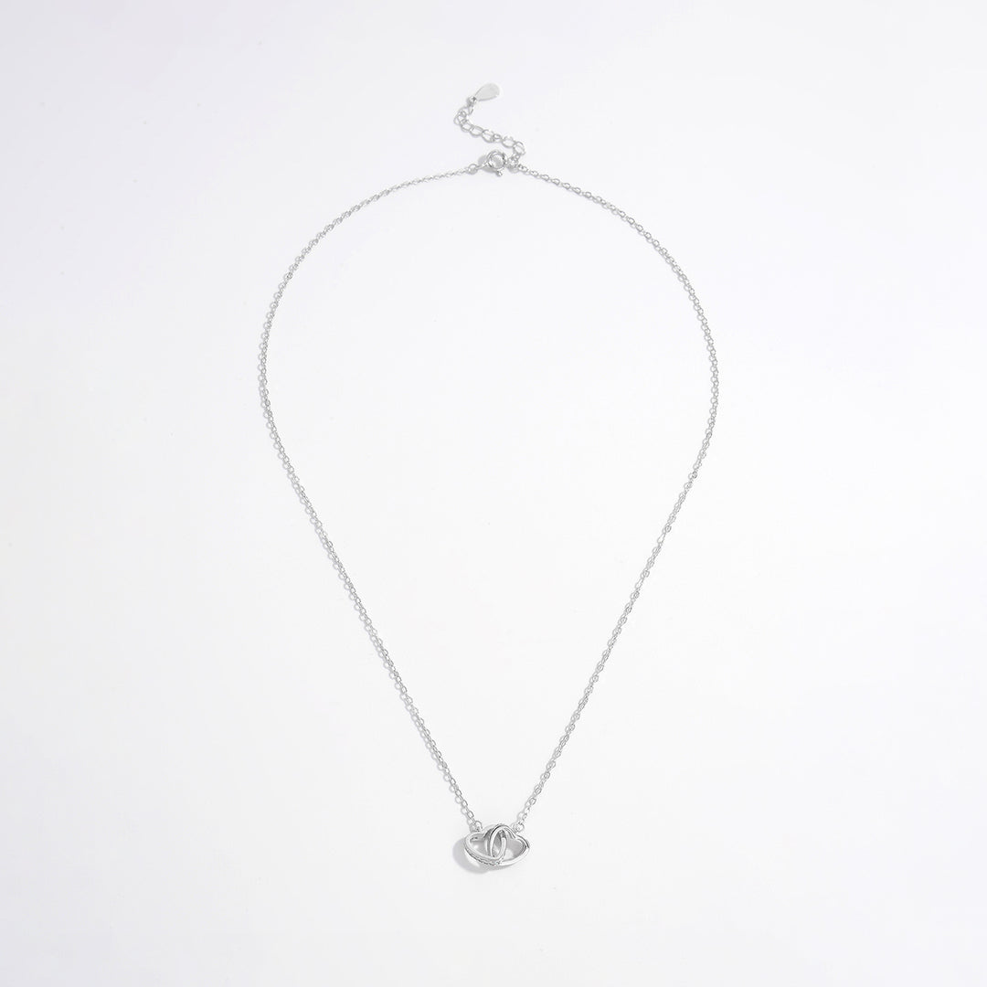 925 Sterling Silver Inlaid Zircon Heart Necklace Necklaces