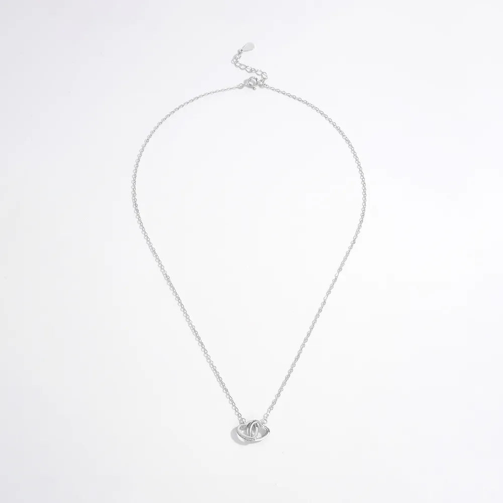 925 Sterling Silver Inlaid Zircon Heart Necklace | Silver Necklaces Daverri Fashions