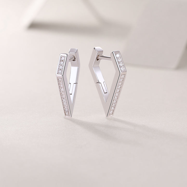 One Pair Moissanite S925 Sterling Silver Small Geometric Hoop Earrings | Earrings Daverri Fashions