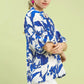 Umgee Floral Print Puff Sleeve Blouse with Scallop Hem - DAVERRI FASHIONS