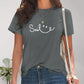 SMILE Round Neck Short Sleeve T-Shirt - DAVERRI FASHIONS