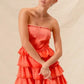 SO ME Strapless Ruffle Layered Game Day Cheer Up Dress - DAVERRI FASHIONS