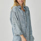 RISEN Distressed Raw Hem Denim Shirt - DAVERRI FASHIONS