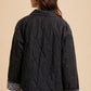 Annie Wear Quilted Printed Lining Snap Down Denim Jacket Tops