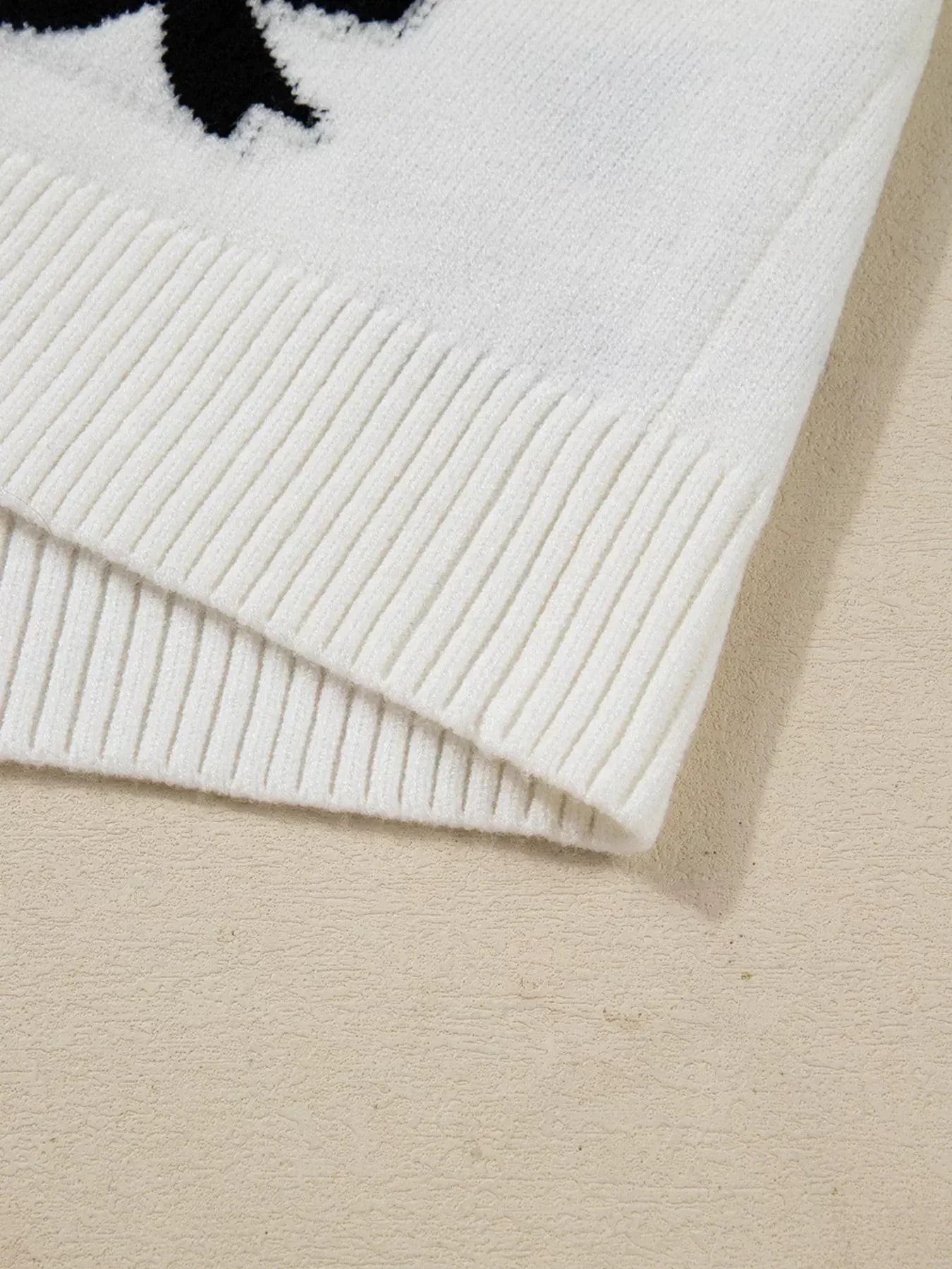 Tie Front Bow Pattern Cardigan - DAVERRI FASHIONS