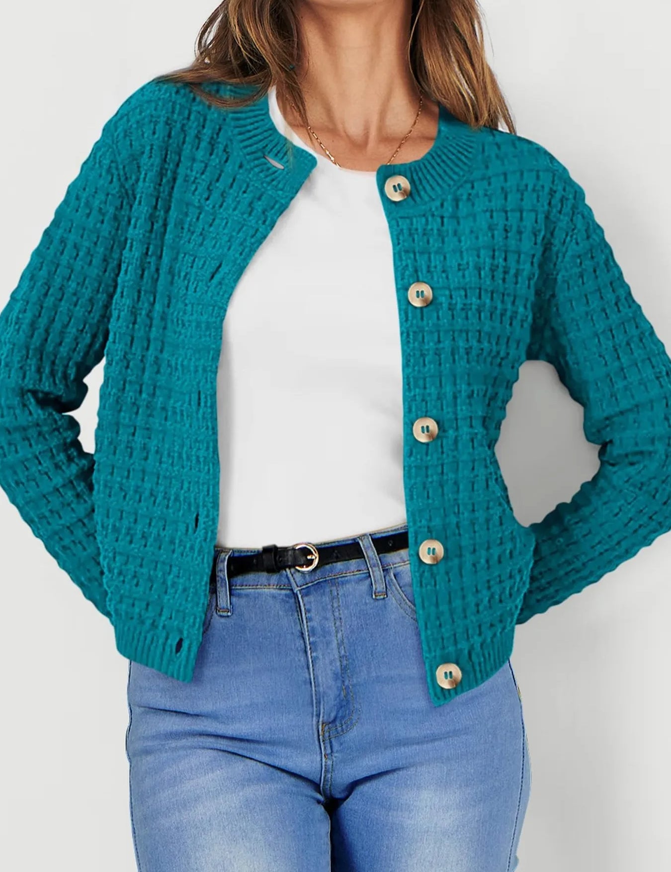 Textured Knit Button-Front Cardigan | Cardigans Daverri Fashions