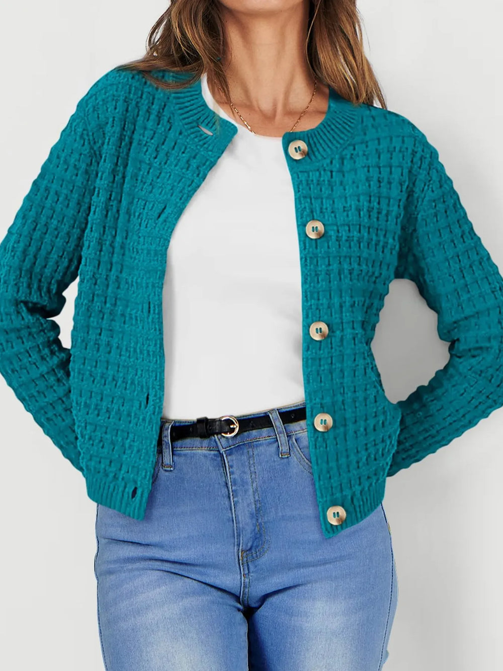 Textured Knit Button-Front Cardigan | Cardigans Daverri Fashions