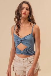 BiBi Rayon Span Jersey Knit Double Twist Front Cami Top | Cami Tops Daverri Fashions
