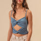 BiBi Rayon Span Jersey Knit Double Twist Front Cami Top - DAVERRI FASHIONS