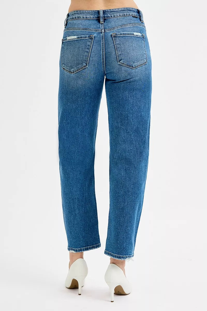 RISEN Tummy Control High Rise Ankle Slim Barrel Jeans | Jeans Daverri Fashions