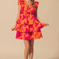 SO ME Floral V Neck Layered Dress with Elasticized Waist