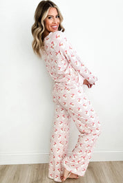 Santa Print Long Sleeve Top and Pants Lounge Set | Loungewear Sets Daverri Fashions