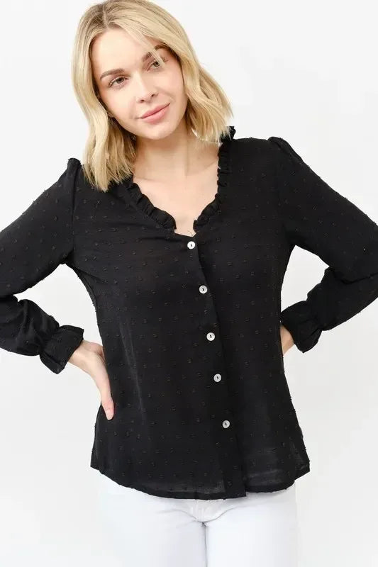 And The Why Polka Dot Ruffle Detailed Blouse Top - DAVERRI FASHIONS