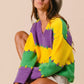 BiBi Stitch Detail Mardi Gras Stripes Sweater - DAVERRI FASHIONS