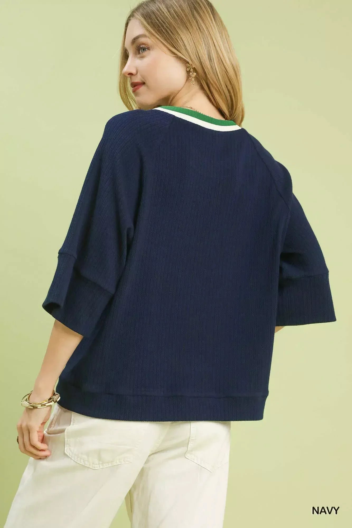 Umgee Ribbed Knit Top with Contrast Trim - DAVERRI FASHIONS