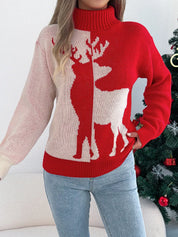Christmas Reindeer Turtleneck Sweater | Sweaters Daverri Fashions