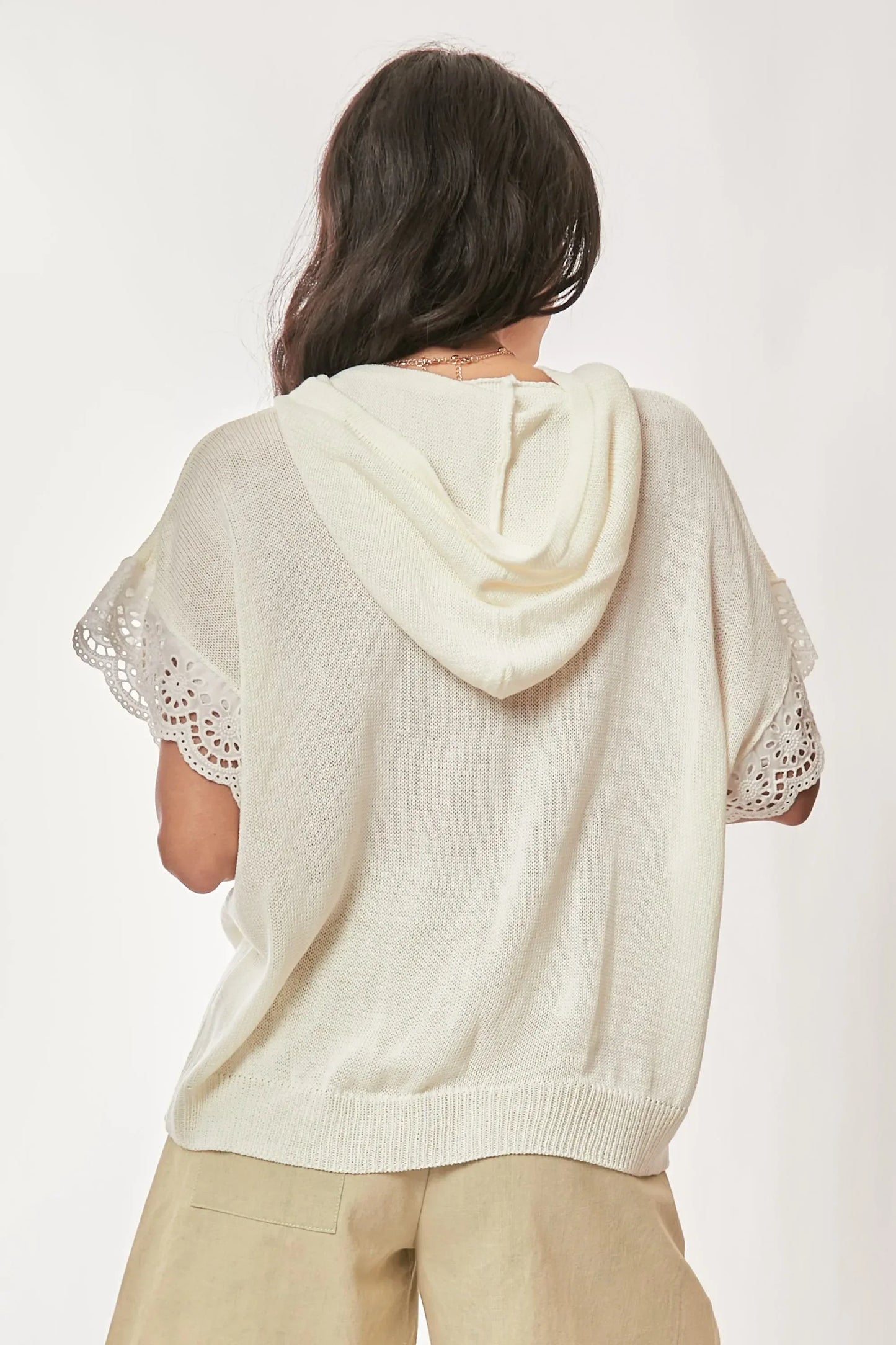 Davi & Dani American Flag Loose Fit Lace Sleeve Hoodie Top - DAVERRI FASHIONS