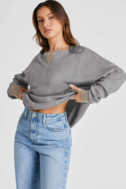 Waffle-Knit Long Sleeve Sweatshirt | Sweatshirts Daverri Fashions