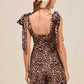 SO ME Leopard Flowy Woven Romper With Tie Straps Rompers