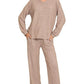 Zenana Soft Melange Long Sleeve Tee & Pants Set - DAVERRI FASHIONS