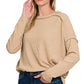 Zenana Ribbed Drop Shoulder Round Neck Sweater - DAVERRI FASHIONS