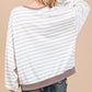 Ces Femme Striped Round Neck Drop Shoulder Sweatshirt - DAVERRI FASHIONS
