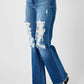 Judy Blue Full Size Mid Rise Distressed Raw Hem Jeans