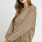 Umgee Cable Texture Pattern Sweatshirt with Ribbed Hem Sweatshirts