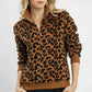 Umgee Leopard Print Quarter-Zip Sweatshirt - DAVERRI FASHIONS