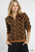 Umgee Leopard Print Quarter-Zip Sweatshirt - DAVERRI FASHIONS