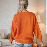 Hello Pumpkin Round Neck Long Sleeve Sweater | Sweaters Daverri Fashions