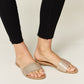 WILD DIVA Rhinestone Open Toe Flat Sandals ROSE GOLD 9 Sandals