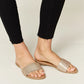 WILD DIVA Rhinestone Open Toe Flat Sandals ROSE GOLD Sandals