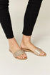 WILD DIVA Rhinestone Open Toe Flat Sandals ROSE GOLD Sandals